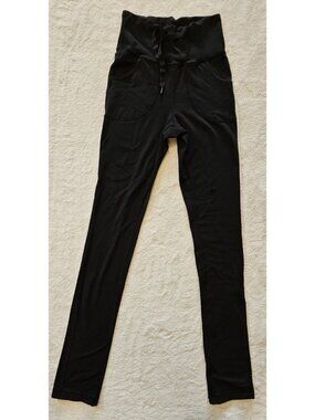 LULULEMON Black Foldover Waist Drawstring Slim Leg Fitness Yoga Pants Sz 2